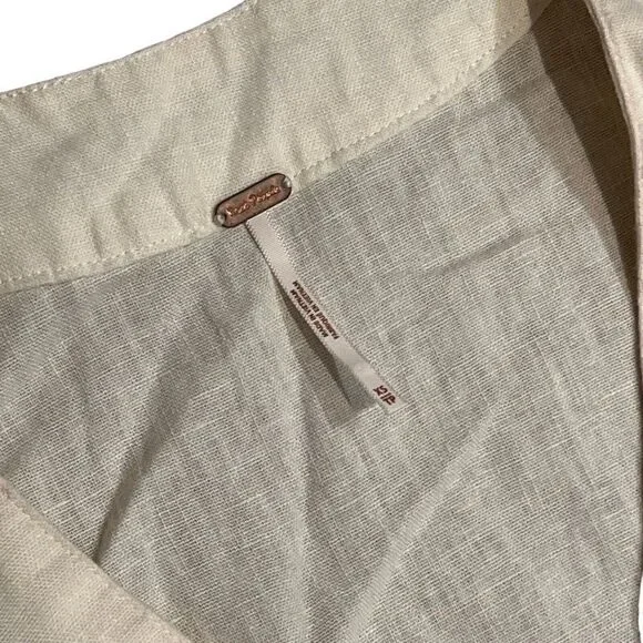 Free People Top Women’s XS Cream Linen Blend V Neck Layer Lagenlook Boho‎ Ecru - Picture 2 of 8